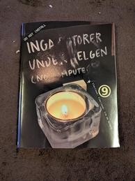 Cover of the 9front DO NOT INSTALL manual. Features a lit candle in a glass holder near some smudged writing that reads 'INGA TORER UNDE ELGEN (NO MPUTE', and partial terminal output that says 'tlsclient: tlsclient: i/o on hangup channel